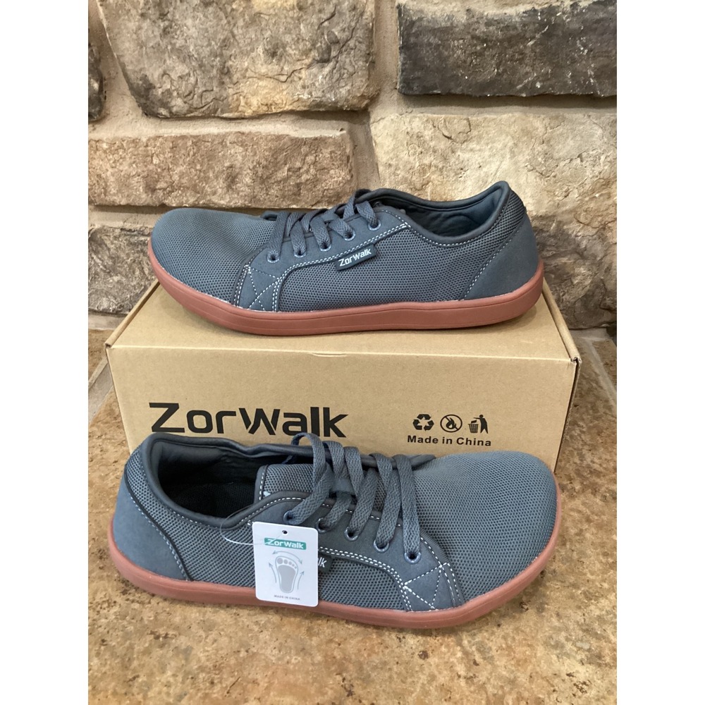 Zorwalk Minimalist Barefoot Shoes Mens 10 Grey Wide Toe Box Sneakers Gray New